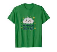 «When in Doubt Take a Nap Sleepy Cloud Cute Wall Art Camiseta, Hombre, Verde Kelly, XL