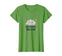 «When in Doubt Take a Nap Sleepy Cloud Cute Wall Art Camiseta, Mujer, Hierba, M