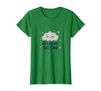 «When in Doubt Take a Nap Sleepy Cloud Cute Wall Art Camiseta, Mujer, Verde Kelly, XS
