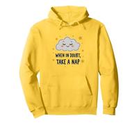 «When in Doubt Take a Nap Sleepy Cloud Cute Wall Art Sudadera con Capucha, Unisex para Adultos, Limón, M