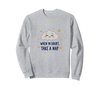 «When in Doubt Take a Nap Sleepy Cloud Cute Wall Art Sudadera, Unisex para Adultos, Gris Jaspeado, XL