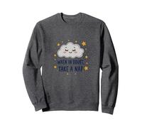 «When in Doubt Take a Nap Sleepy Cloud Cute Wall Art Sudadera, Unisex para Adultos, Jaspeado Oscuro, S