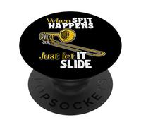 When Spit Happens Just Let It Slide, Divertida Banda, Humor Nerd PopSockets PopGrip Adhesivo