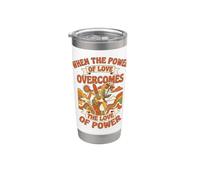 When the Power of Love Overcomes the Love of Power Retro Vaso térmico de acero inoxidable de doble pared
