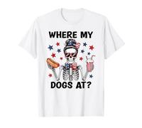Where My Dogs At Hotdog Patriotic Hot Dogs American USA Flag Camiseta
