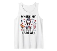 Where My Dogs At Hotdog Patriotic Hot Dogs American USA Flag Camiseta sin Mangas