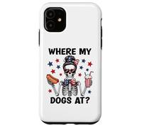 Where My Dogs At Hotdog Patriotic Hot Dogs American USA Flag Carcasa para iPhone 11