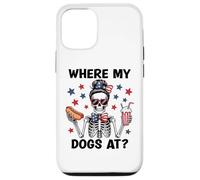 Where My Dogs At Hotdog Patriotic Hot Dogs American USA Flag Carcasa para iPhone 12/12 Pro