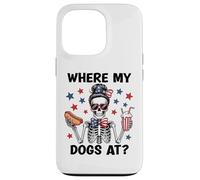 Where My Dogs At Hotdog Patriotic Hot Dogs American USA Flag Carcasa para iPhone 13 Pro