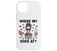 Where My Dogs At Hotdog Patriotic Hot Dogs American USA Flag Carcasa para iPhone 14 Plus