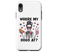 Where My Dogs At Hotdog Patriotic Hot Dogs American USA Flag Carcasa para iPhone XR