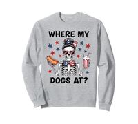 Where My Dogs At Hotdog Patriotic Hot Dogs American USA Flag Sudadera
