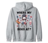 Where My Dogs At Hotdog Patriotic Hot Dogs American USA Flag Sudadera con Capucha