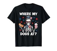 Where My Dogs At Wiener Patriotic Hotdog American USA Flag Camiseta