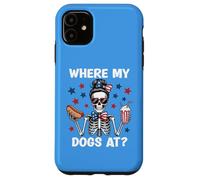 Where My Dogs At Wiener Patriotic Hotdog American USA Flag Carcasa para iPhone 11
