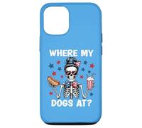 Where My Dogs At Wiener Patriotic Hotdog American USA Flag Carcasa para iPhone 12/12 Pro
