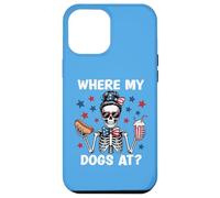 Where My Dogs At Wiener Patriotic Hotdog American USA Flag Carcasa para iPhone 12 Pro Max