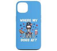Where My Dogs At Wiener Patriotic Hotdog American USA Flag Carcasa para iPhone 13