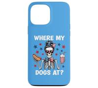 Where My Dogs At Wiener Patriotic Hotdog American USA Flag Carcasa para iPhone 13 Pro Max