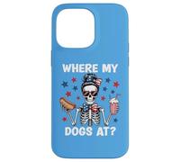 Where My Dogs At Wiener Patriotic Hotdog American USA Flag Carcasa para iPhone 14 Pro Max