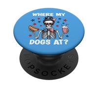 Where My Dogs At Wiener Patriotic Hotdog American USA Flag PopSockets PopGrip Adhesivo
