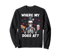 Where My Dogs At Wiener Patriotic Hotdog American USA Flag Sudadera