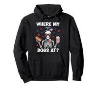 Where My Dogs At Wiener Patriotic Hotdog American USA Flag Sudadera con Capucha