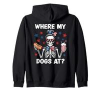 Where My Dogs At Wiener Patriotic Hotdog American USA Flag Sudadera con Capucha