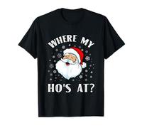 Where My HOS At Christmas Pijamas Santa Cara Navidad Santa Camiseta