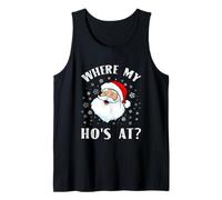 Where My HOS At Christmas Pijamas Santa Cara Navidad Santa Camiseta sin Mangas