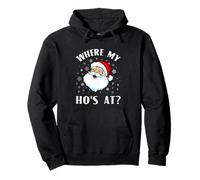 Where My HOS At Christmas Pijamas Santa Cara Navidad Santa Sudadera con Capucha