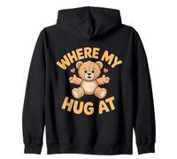 Where My Hug At Bear Holding Heart Divertido Abrazo de Oso Sudadera con Capucha
