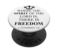 Where The Spirit of The Lord is There is Freedom Christian PopSockets PopGrip Adhesivo