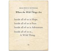 Where The Wild Things Are Maurice Sendak Art Print, Classic Book Typography Page and Quote, Ready to Hang Inspirational Wall Decor for Home Office(Unframed,16x24inch(40x60cm))