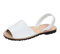 WHETIS 314 Menorquinas de Piel Blanca para Todos con Suela de Goma - Cómodas y Frescas para el Verano Mujer Sandalias Blanco 43