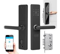 WhFKLca Cerradura Inteligente con Manija, Ttlock con Huella Dactilar, Teclado Táctil Y Timbre, Entrada Sin Llave (Huella Dactilar, Código De Acceso, Llave Y Tarjeta IC), Antirrobo E Impermeable