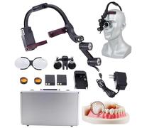 WhFKLca Lupa Quirúrgica Dental De 2,5/3,5 Aumentos, Lámpara Dental De Montaje En La Cabeza, Lámpara Quirúrgica De 5 W, Lupa Binocular MéDica, LáMpara Frontal QuirúRgica para Dentistas 3.5X