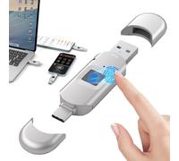 WhFKLca Memoria USB 3.0 con Lector De Huellas Dactilares, 64 Gb/128 Gb/256 Gb/512 GB, Compatible con iPhone 15, iPad, Android, Windows Y Mac, Admite 60 Identificaciones De Huellas Dactilares 256GB