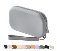 WHHJM Pequeña bolsa de silicona multifuncional para maquillaje portátil para mujeres y hombres, tarjetas, dinero en efectivo, bolsa con cremallera, Gris oscuro