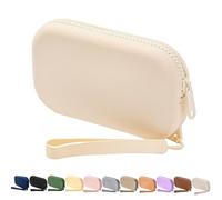 WHHJM Pequeña bolsa de silicona multifuncional para maquillaje portátil para mujeres y hombres, tarjetas, dinero en efectivo, bolsa con cremallera, Blanco