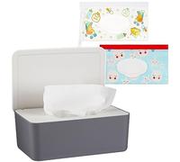 Whiidoom - Toallitas dispensadoras para pañales, toallitas, funda para pañales, mantiene toallitas frescas con tapa (gris)