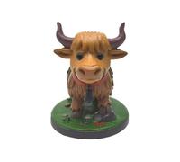 Whimsical Bovine Figurine, Playful Mini Cattle Sculpture, 2.1 Inches Model with Spot Design, Cast Resin Animal Statue, Decorative Miniature with Farmhouse Style, Desktop Ornament for Car Shelf