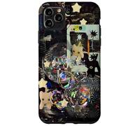 Whimsical Disco Cat Y2K Starry Maroon Collage Estética Carcasa para iPhone 11 Pro MAX