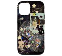 Whimsical Disco Cat Y2K Starry Maroon Collage Estética Carcasa para iPhone 12/12 Pro