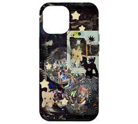 Whimsical Disco Cat Y2K Starry Maroon Collage Estética Carcasa para iPhone 12 Pro MAX