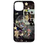 Whimsical Disco Cat Y2K Starry Maroon Collage Estética Carcasa para iPhone 13