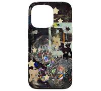 Whimsical Disco Cat Y2K Starry Maroon Collage Estética Carcasa para iPhone 13 Pro