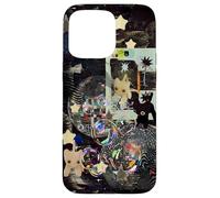 Whimsical Disco Cat Y2K Starry Maroon Collage Estética Carcasa para iPhone 15 Pro MAX