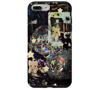 Whimsical Disco Cat Y2K Starry Maroon Collage Estética Carcasa para iPhone 7 Plus/8 Plus