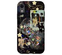 Whimsical Disco Cat Y2K Starry Maroon Collage Estética Carcasa para iPhone XR